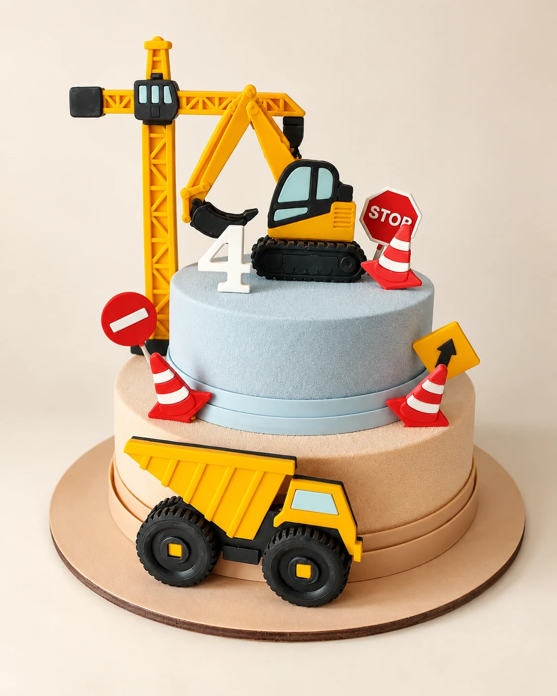 Kindertorte mit Bagger und Kran