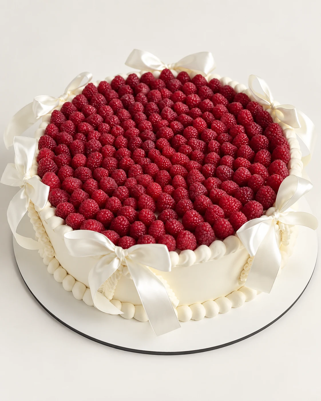 Runde Torte mit Himbeeren